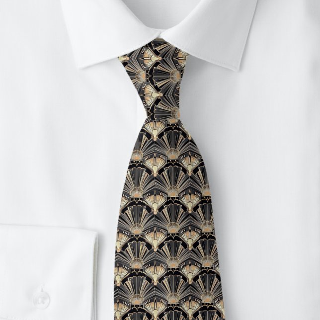 Charcoal Gold Art Deco Fans Tie (Creator Uploaded)
