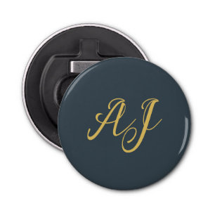 Charcoal Gold Color Monogram Professional Initial Bottle Opener