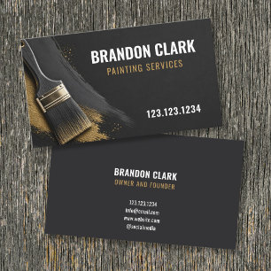 Charcoal Gold Dust Brush Design Painting Services Business Card