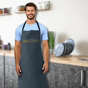 Charcoal Gold Name Personalised Custom Luxury Gift Apron