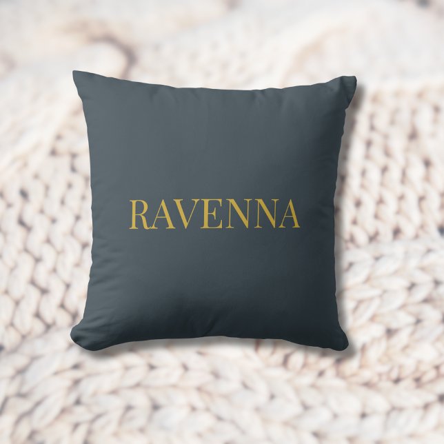Charcoal Gold Name Personalised Custom Luxury Gift Cushion (Creator Uploaded)