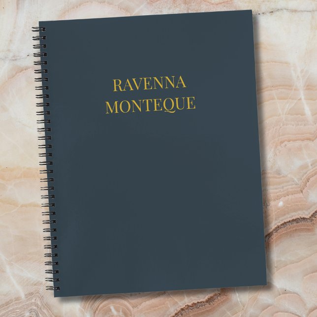 Charcoal Gold Name Personalised Custom Luxury Gift Notebook (Creator Uploaded)