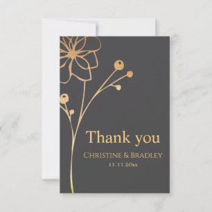 Charcoal & Gold Photo Thank You Card