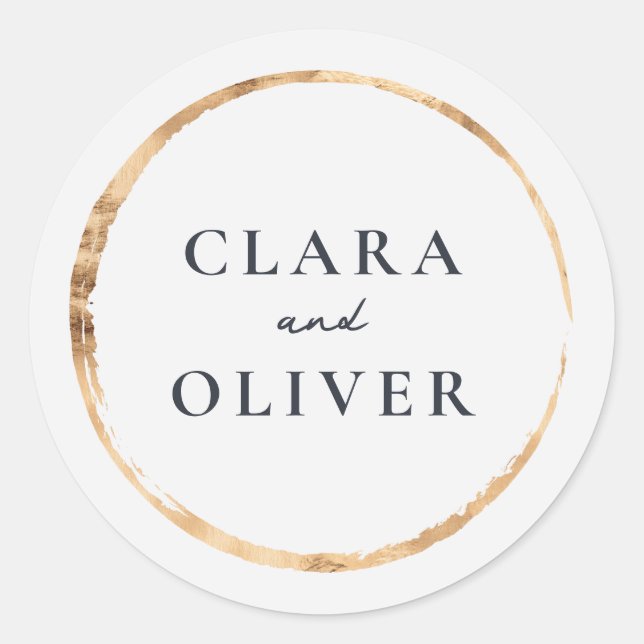 Charcoal Gold Provence Monogram Wedding Envelope Classic Round Sticker (Front)