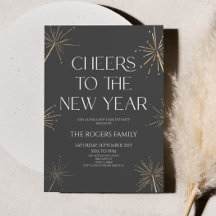 Charcoal Gold Sparkler Cheers New Years Eve Party
