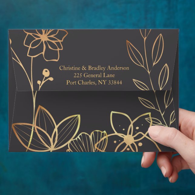 Charcoal & Gold Wedding Envelope (Hand)