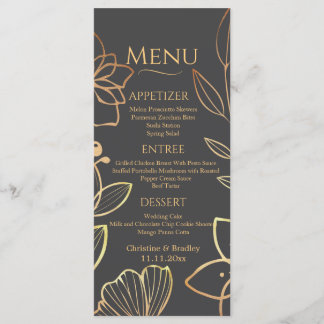 Charcoal & Gold Wedding Menu