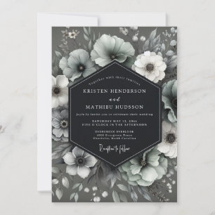 Charcoal Gothic Anemone Wedding Invitation