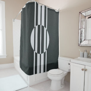 Charcoal Gray and White Abstract Shower Curtain