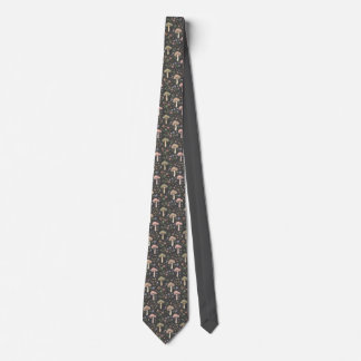 Charcoal Gray Fungi Botanical Modern Wedding Groom Tie