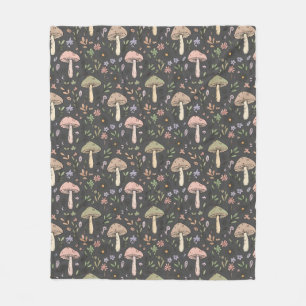 Charcoal Gray Fungi Cozy Neutral Housewarming Gift Fleece Blanket