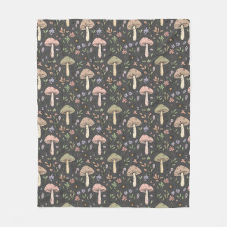 Charcoal Gray Fungi Cozy Neutral Housewarming Gift Fleece Blanket