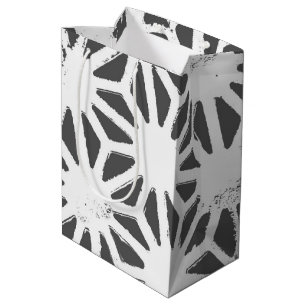 Charcoal gray geometric pattern medium gift bag