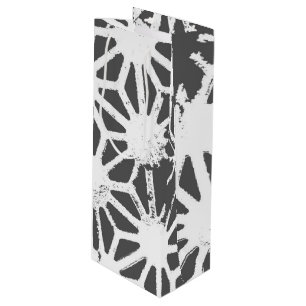 Charcoal gray geometric pattern wine gift bag