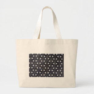 Charcoal Gray Mosaic    flower of life pattern Large Tote Bag