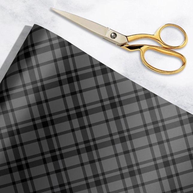 Charcoal Gray Scottish Tartan Plaid Holiday Wrapping Paper (Creator Uploaded)