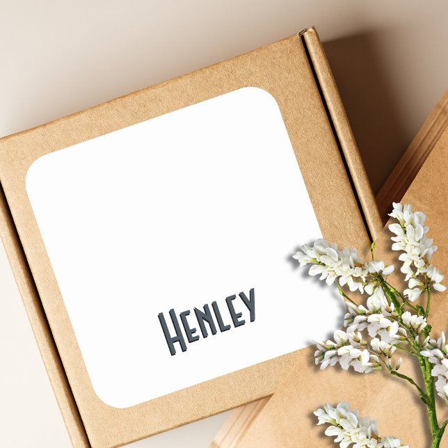 Charcoal Grey 3D Minimalist Modern Name  Square Sticker (Creator Uploaded)