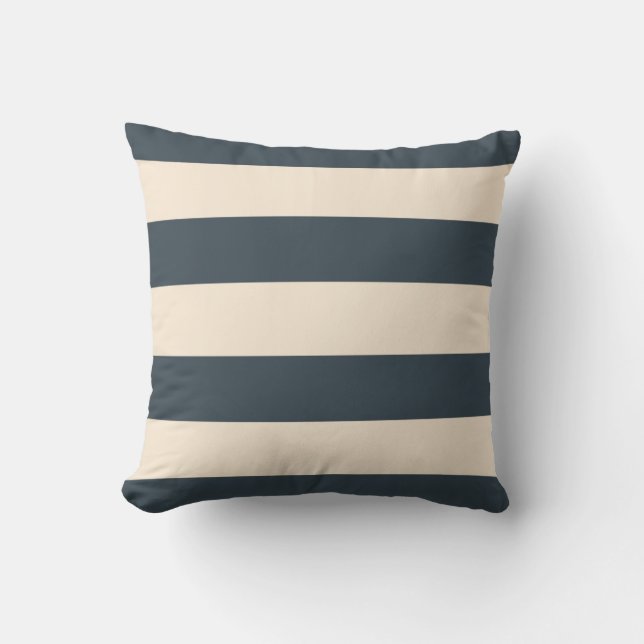 Charcoal Grey and Antique White Stripes Cushion (Front)
