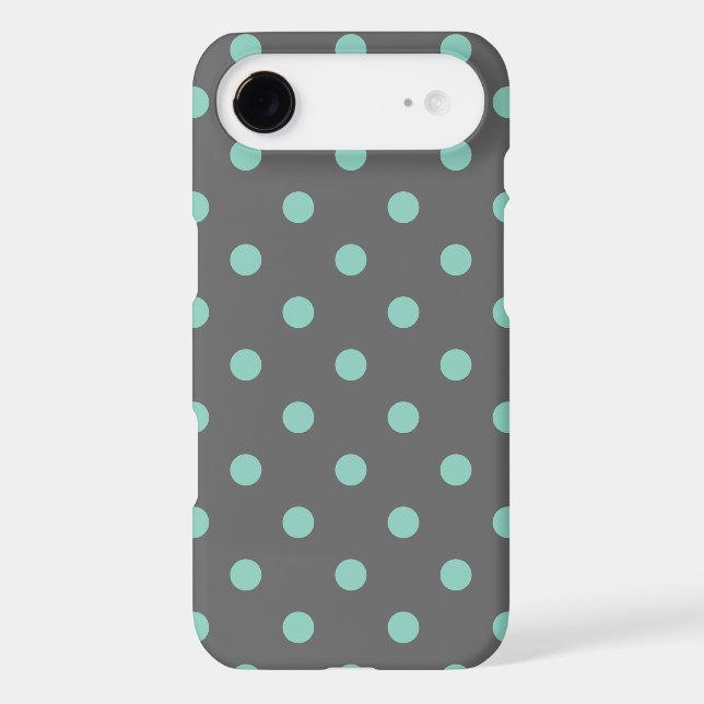 Charcoal Grey and Aqua Polka Dots (Back)