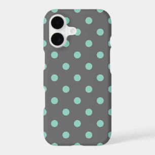 Charcoal Grey and Aqua Polka Dots