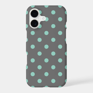 Charcoal Grey and Aqua Polka Dots