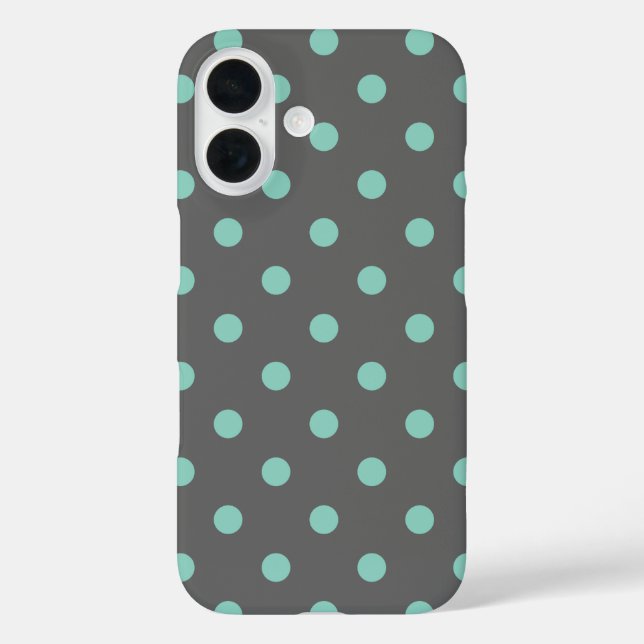 Charcoal Grey and Aqua Polka Dots Case-Mate iPhone Case (Back)