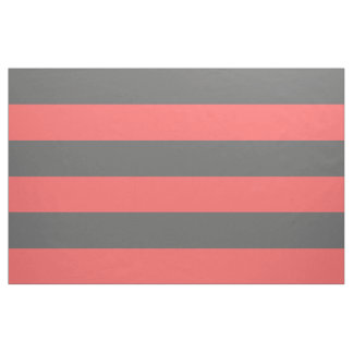 Charcoal Grey and Coral Wide Stripes Large Scale Fabric