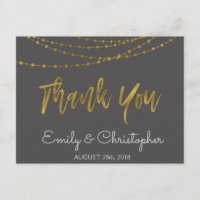 Charcoal Grey and Gold Foil Thank You