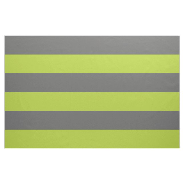 Charcoal Grey and Green Wide Stripes Large Scale Fabric (Yard)
