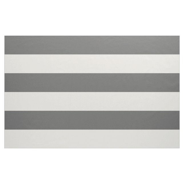 Charcoal Grey and Ivory Wide Stripes Large Scale Fabric (Yard)
