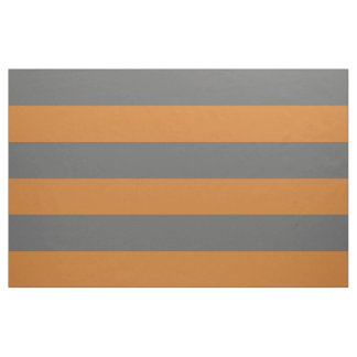 Charcoal Grey and Orange Wide Stripes Large Scale Fabric
