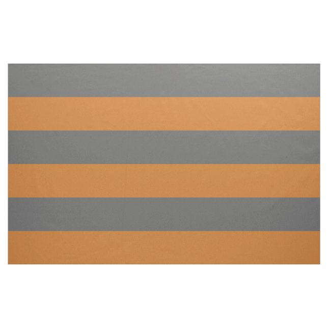 Charcoal Grey and Orange Wide Stripes Large Scale Fabric (Yard)