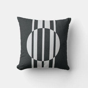 Charcoal Grey and White Abstract Pattern Cushion