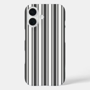 Charcoal grey and white candy stripes iPhone 16 case