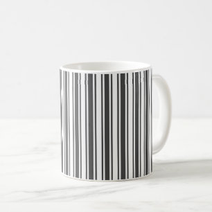 Charcoal grey and white candy stripes coffee mug