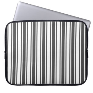 Charcoal grey and white candy stripes laptop sleeve
