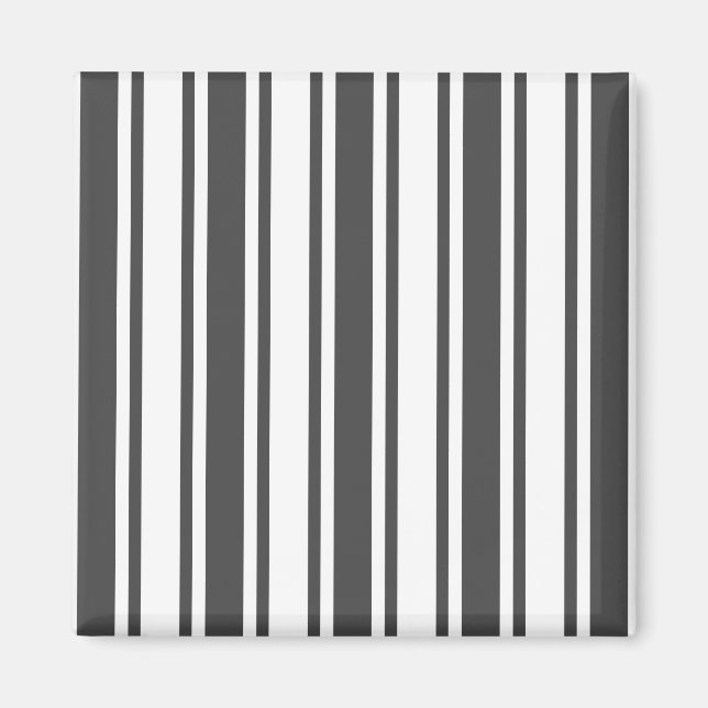 Charcoal grey and white candy stripes magnet (Front)
