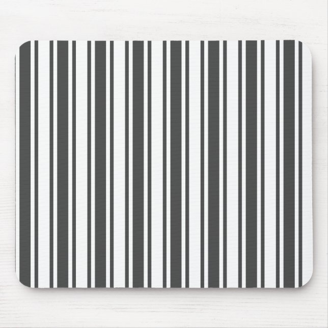 Charcoal grey and white candy stripes mouse pad (Front)