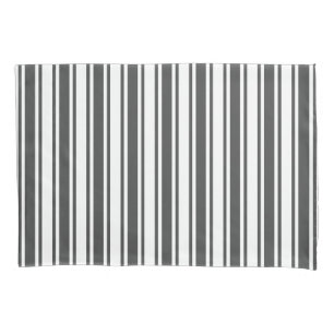 Charcoal grey and white candy stripes pillowcase