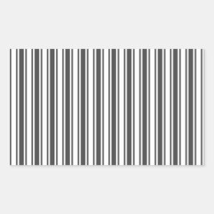 Charcoal grey and white candy stripes rectangular sticker