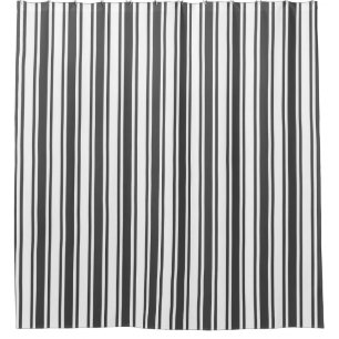 Charcoal grey and white candy stripes shower curtain