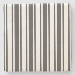 Charcoal grey and white candy stripes stone coaster