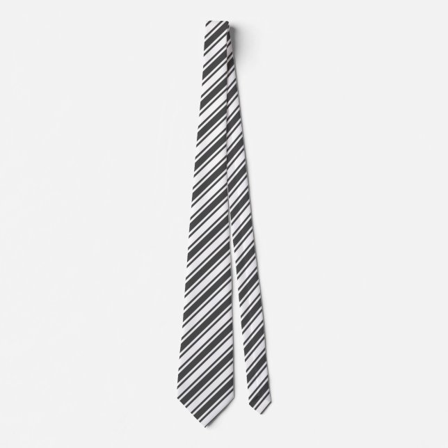 Charcoal grey and white candy stripes tie (Front)