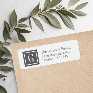 Charcoal Grey and White Classic Square Monogram