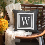 Charcoal Grey and White Classic Square Monogram Cushion<br><div class="desc">Design your own custom throw pillow in any colour combination to perfectly coordinate with your home decor in any space! Use the design tools to change the background colour and the square border colour, or add your own text to include a name, monogram initials or other special text. Every pillow...</div>