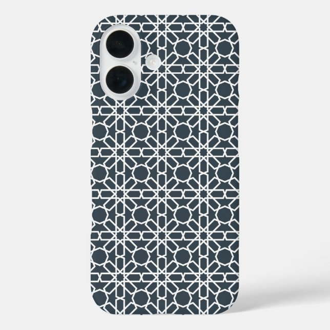 Charcoal Grey and White Moroccan Zellige Pattern Case-Mate iPhone Case (Back)