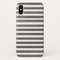 Charcoal Grey and White Stripe iPhone X Case
