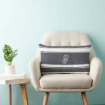 Charcoal Grey and  White Stripes Pattern Monogram Lumbar Cushion<br><div class="desc">Add a touch of modern elegance to your space with the Charcoal Grey and White Stripes Pattern Monogram Lumbar Pillow. Featuring a classic striped design with a personalised monogram,  this stylish accent is perfect for sofas,  beds,  and chairs. Ideal for home decor,  housewarming gifts,  or a sophisticated personal touch.</div>