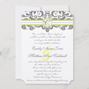 Charcoal Grey and Yellow Wedding Invitations