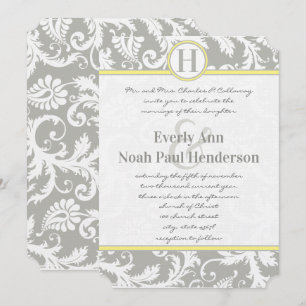 Charcoal Grey and Yellow Wedding Invitations